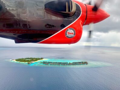 Let hydroplánem na Maledivách