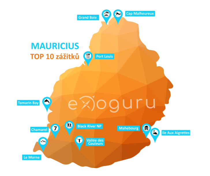 Mauricius mapa top zážitky