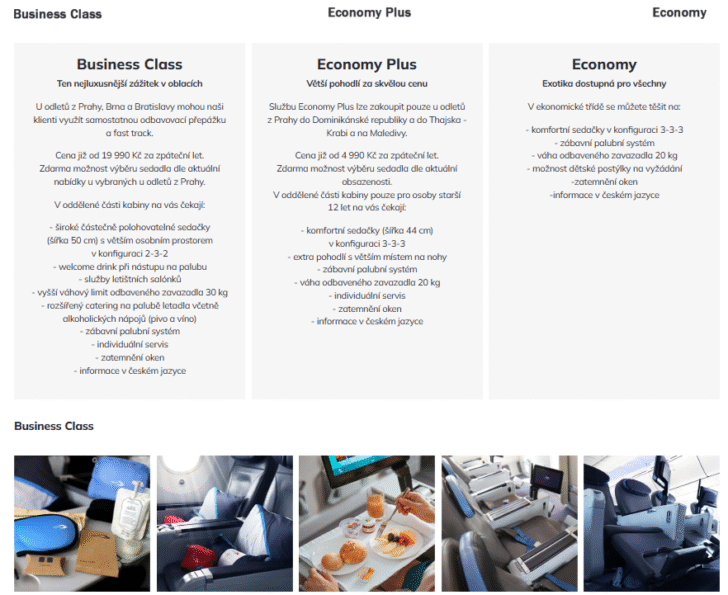 Přepravní třídy Neos Čedok